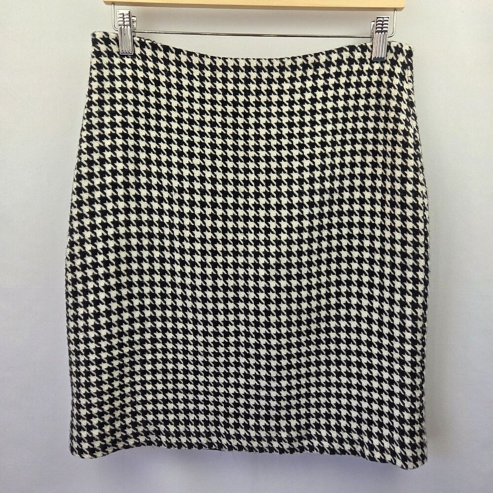 Geoffrey Beene Sport Black & White Hounds tooth Wool Blend Skirt Size 8
